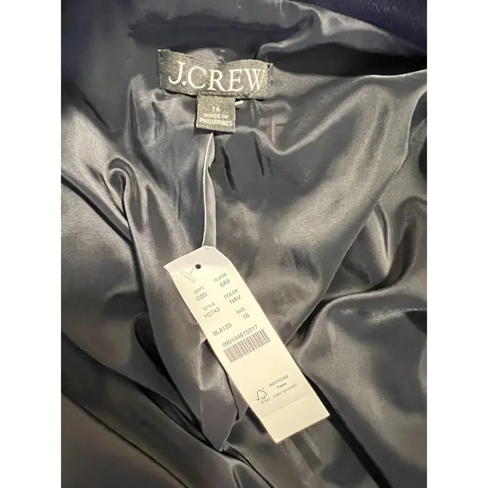 J Crew Women's NWT Navy Blue Going Out Blazer in Stretch Twill Jacket 16